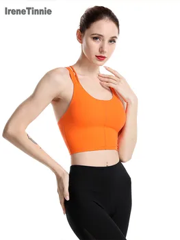 

Irene Tinnie Shockproof Cross Straps Running Gym Sport Bras Top Women Widen Hem Push Up Workout Fitness Crop Tops Brassiere