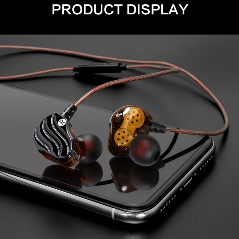 QKZ KD4 In Ear Subwoofer Headphones Mobile Phone Music MP3 Dual Unit Subwoofer Headphones