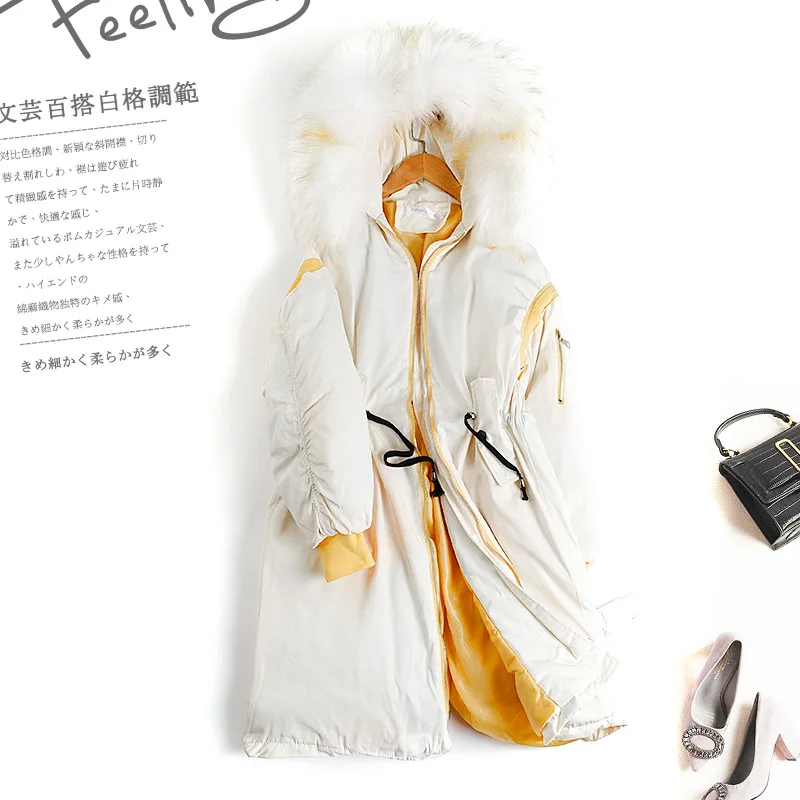 

Solid Color 2019 Winter New Style Mid-length Long Sleeve Large Fur Collar Cotton-padded Clothes Cotton Coat 2462