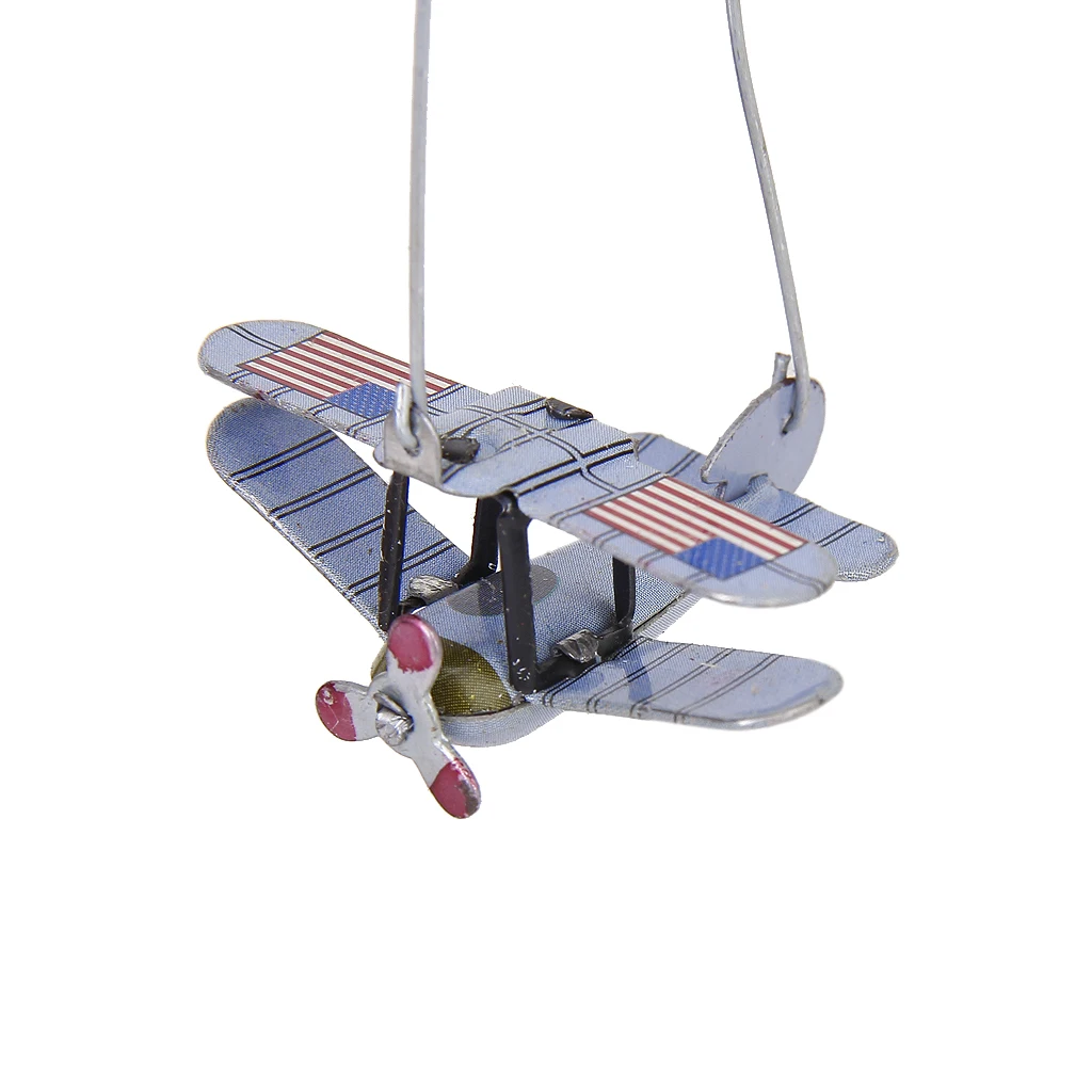 Wind Up TIN TOY Rotating Aeroplane Carousel Airplane Clockwork Collectible Gift