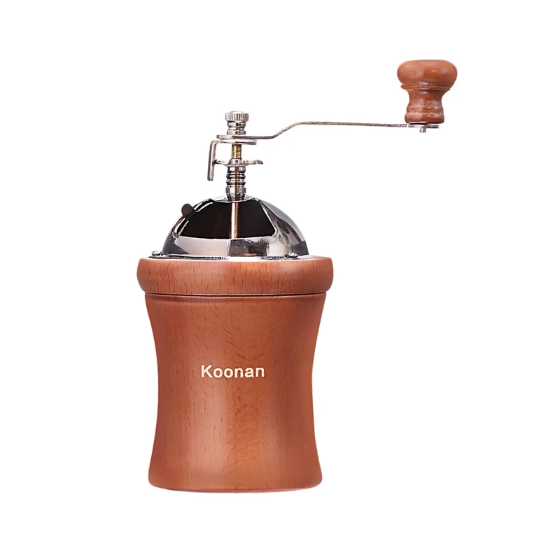 

koonan Classical Retro Wooden Manual Coffee Grinder Machine Hand Crank Ceramic Bean Burr Grinder Kitchen Grinding Tools