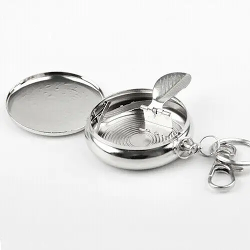 Portable Pocket Ashtray/Vehicle Cigarette Ashtray Mini Stainless Steel Ashtray with Key Chain and Cigarette Snuffer