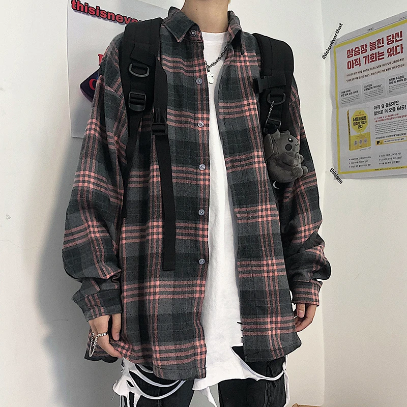 Spring Plaid Shirt Men's Fashion Retro Casual Shirt Men Streetwear Wild Loose Long Sleeve Shirts Mens M-XL Cotton Shirt Spring Plaid Shirt Men's Fashion Retro Casual Shirt Men Streetwear Wild Loose Long Sleeve Shirts Mens M-XL Cotton Shirt