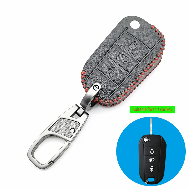 

3 Buttons Remote Key Fob Case Cover Shell Skin Leather Protector Cover for Peugeot 3008 208 508 408 408 2008 RCZ 307