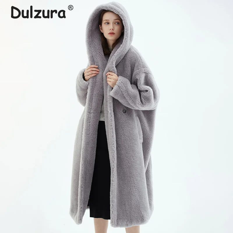 Jacket-Coat Teddy Oversized Faux-Fur Vintage Winter Women Hooded Trendy Long Casual Warm