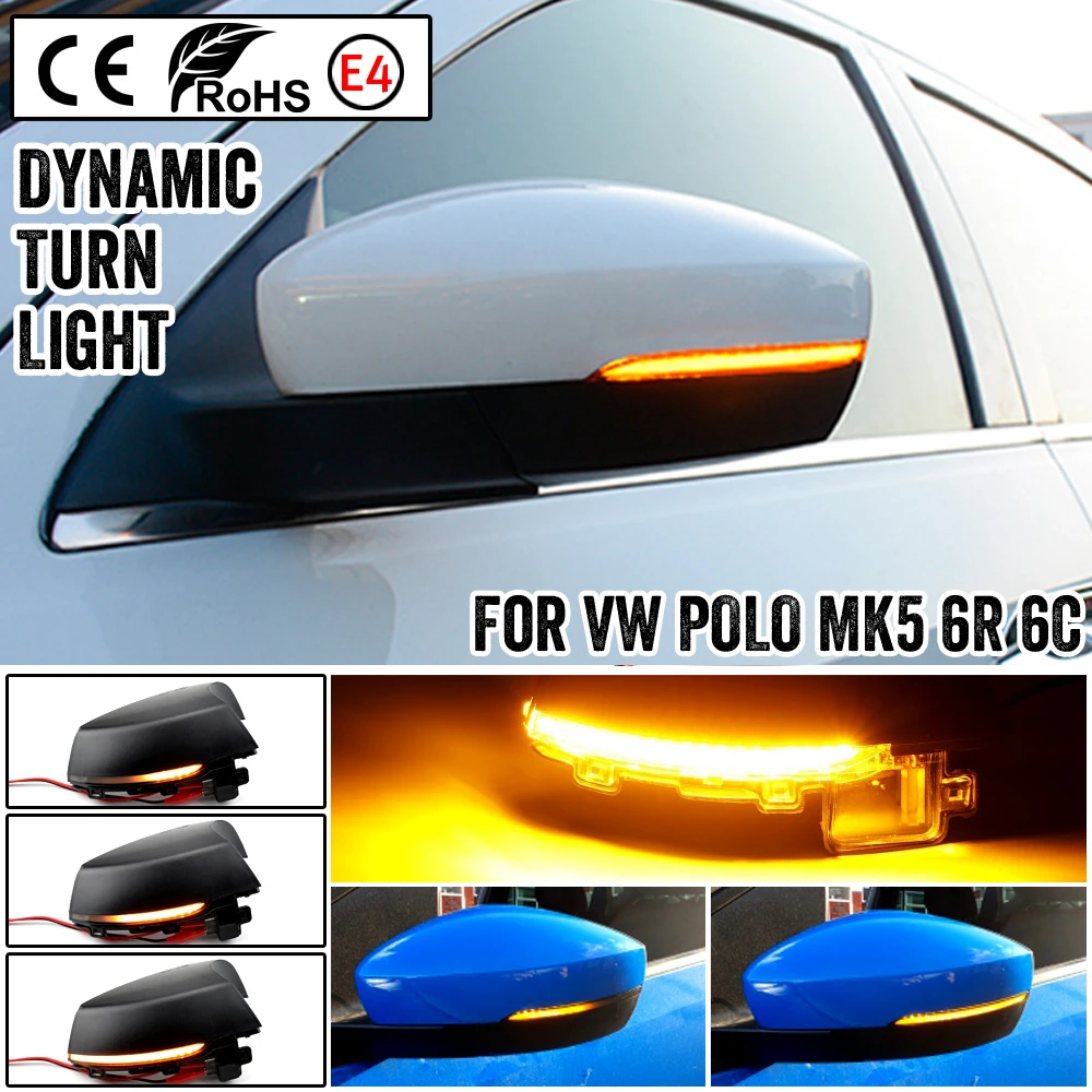 für VW Polo 6R 6C vor Mopf 09-14 LED dynamisch Blinklicht Blinker AußenSpiegel