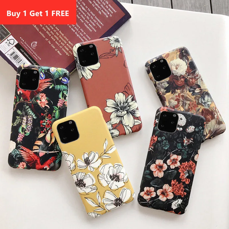 Для iPhone 11 чехол с цветами и листьями для 7 8 6 6s Plus Pro X XR XS Max матовый телефона