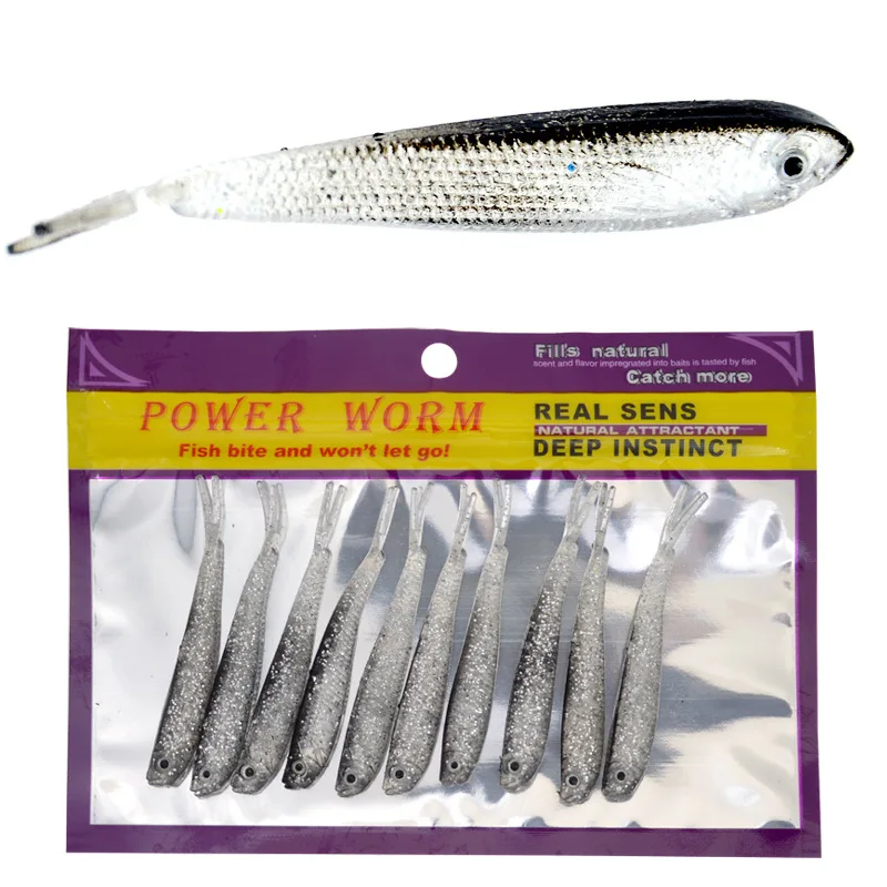 Kleine Schwarze Fisch-Softköder Angelköder 7cm Künstliche Köder Wurmköder Fischbiss 10 Stück pro Beutel