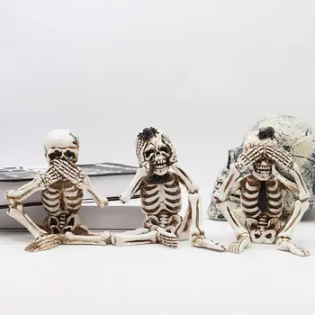 

3pcs Halloween Resin Skull Decoration Haunted House Props Graveyard Ornaments Q39B