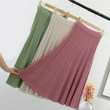 Модные трикотажные юбки женские зимние повседневные длинные юбки gonne donna с высокой талией Женская трикотажная юбка-пачка rokjes dames розового цвета