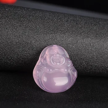 

Natural Chalcedony Maitreya Buddha Pendant Necklace