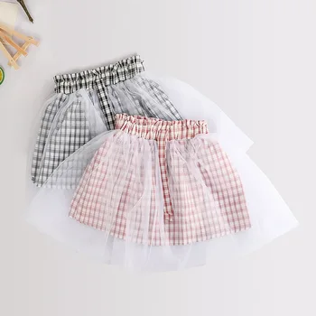 

3207 2020 New Baby Children's Plaid Skirt Girl's Mesh Princess Skirt Children's All-around Skirt