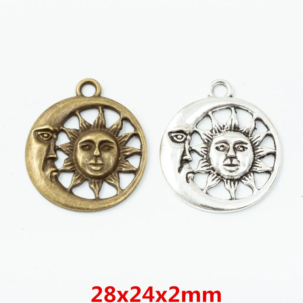 

30 pieces of retro metal zinc alloy Sun moon pendant for DIY handmade jewelry necklace making 6785