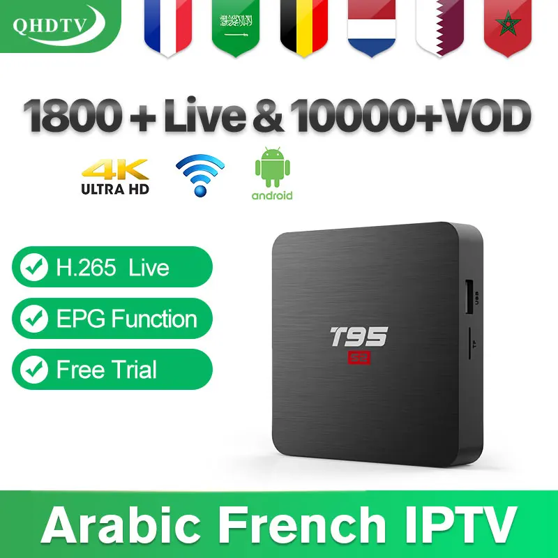 

Arabic IPTV France Belgium Android 7.1 IPTV box T95S2 QHDTV Subscription 1 Year Code 2.4G wifi H.265 4K IPTV French Spain IP TV