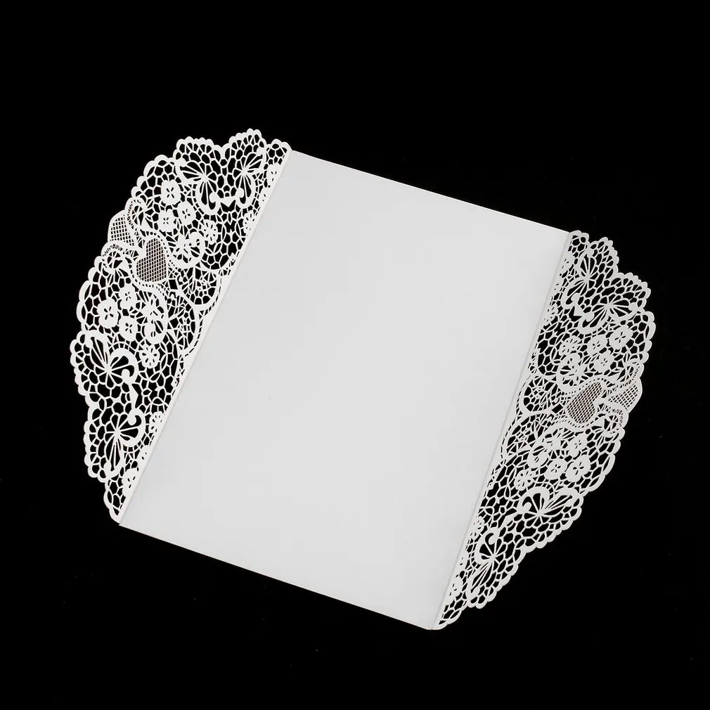  10 pcs Foldable Invitation Card Cover Exquisite Hollow Out Bride Groom Printing Cover for Wedding P - 4.00056E+12