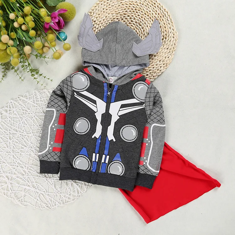 Одежда для мальчиков модные куртки и пальто детская одежда в стиле «мстители», «Железный человек», с капюшоном, «Человек-паук», спортивная одежда для подростков - Цвет: Thor