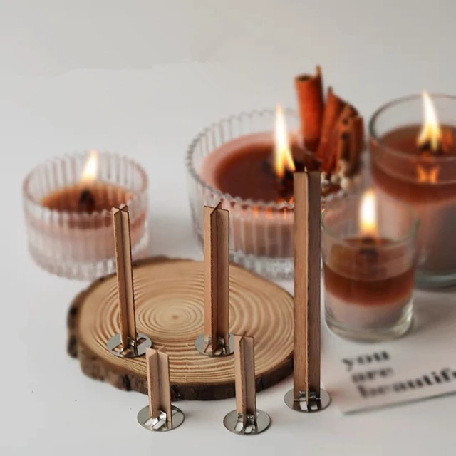 10pcs 3-10cm Length Cross Wooden Wood Candle Wicks Candle Wick Core With  Bases For DIY