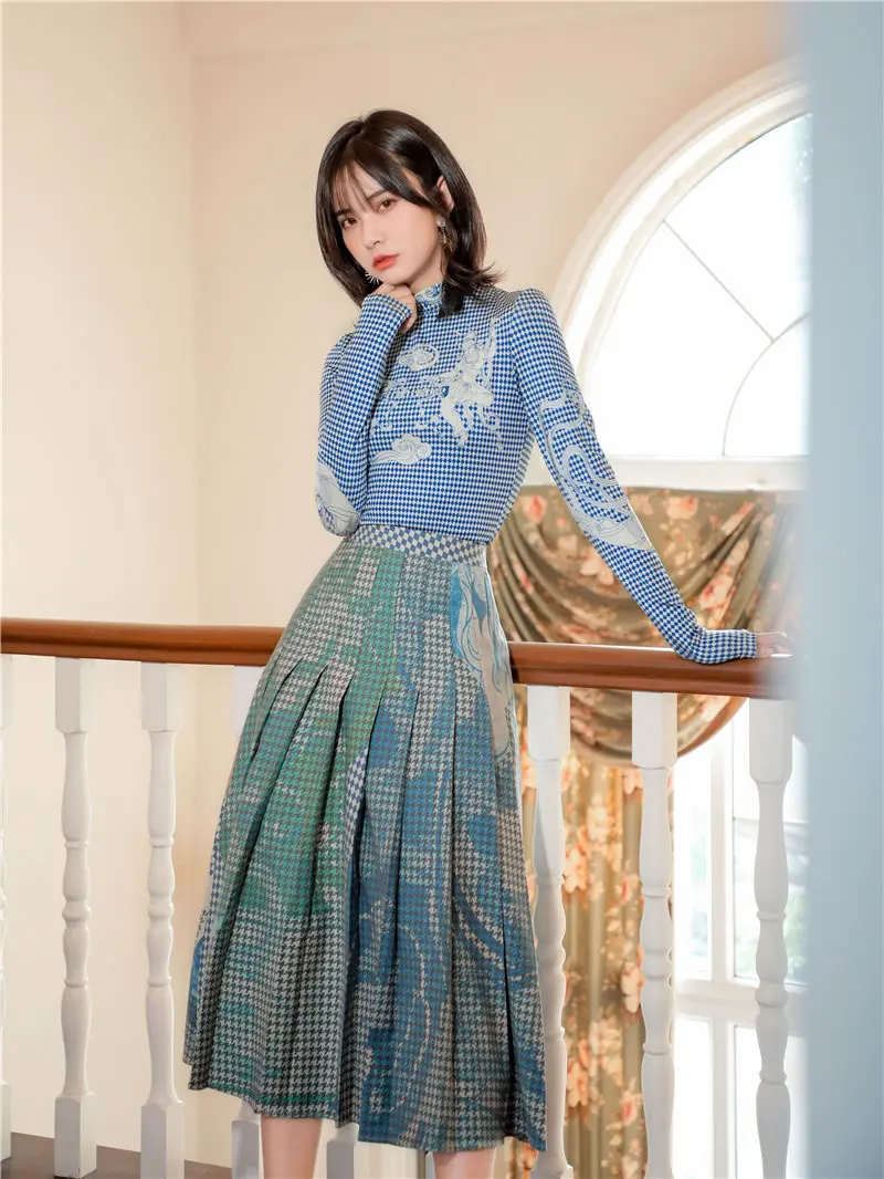 XITAO плиссированная юбка с принтом для женщин, модные трапециевидные юбки с абстрактным рисунком, элегантная осенне-зимняя женская одежда XJ2636