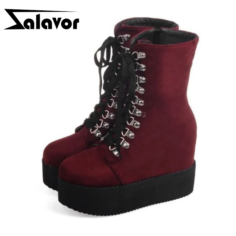 

ZALAVOR Woman Platform Fashion Cross Strap Buckle Winter Boots Zipper Fashion Thick Bottom Ankle Boot Footwear Botas Size 34-43