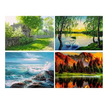 

5D Diamond Painting Kit for Adult Drill Paint Pictures Arts,4-Pack,Scenic