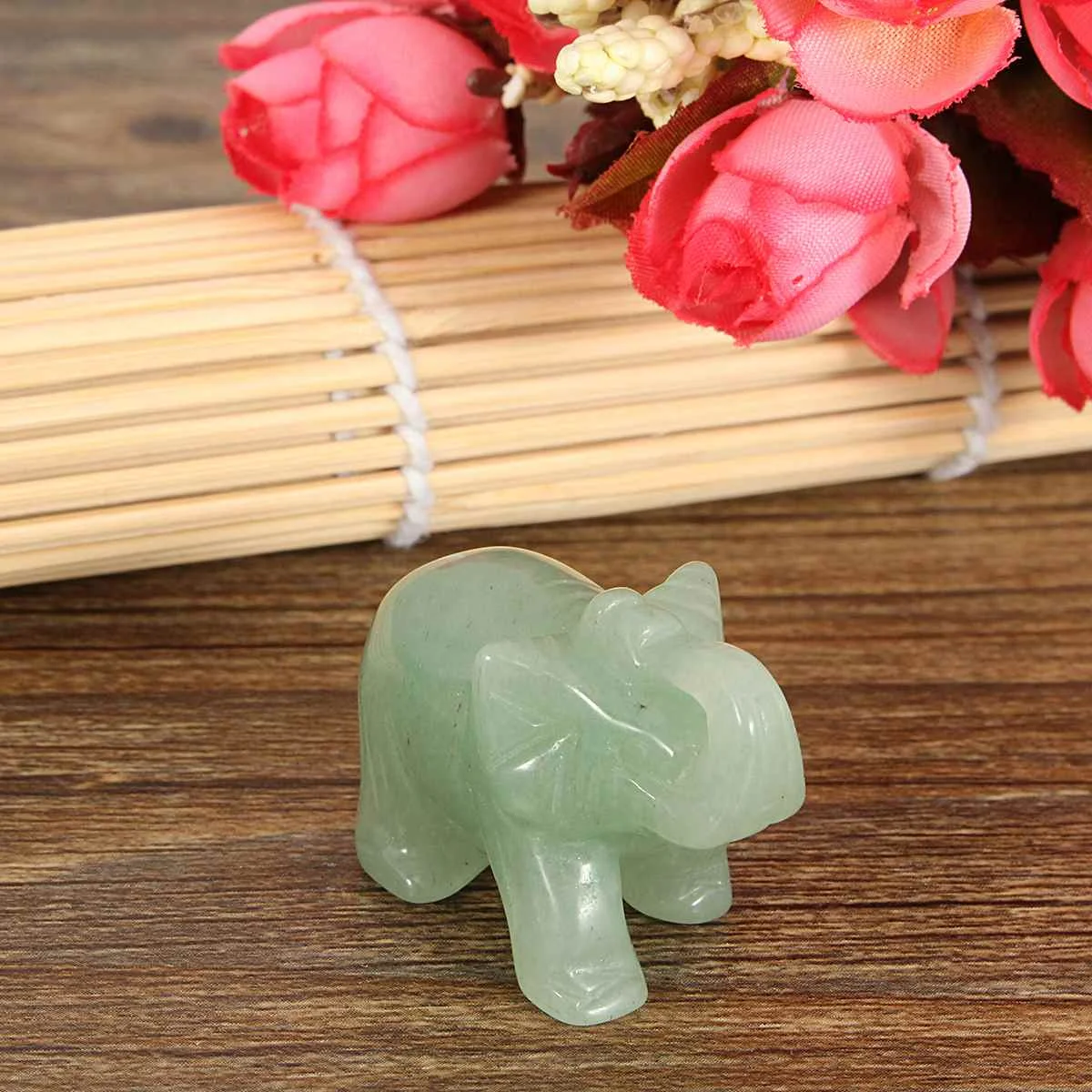 

Elephant Figurine Gemstone Natural Hand Carved Green Aventurine Jade Stone Chakra Stones Healing Feng Shui Statue Home Decor