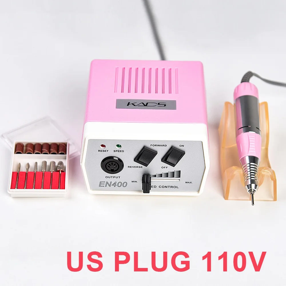Pink-110V Электрическая дрель KADS 30000 об/мин, Машинка для педикюра, дрель с ручкой, набор сверл для ногтей, черная дрель, ручка, инструменты для маникюра - Цвет: Pink-110V