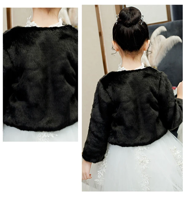 For 2 4 8 10 12 Yrs Girls Warm Ivory Bolero Winter Princess Jacket Children  Soft Faux Fur Wraps Shawls For Wedding Accessories - AliExpress