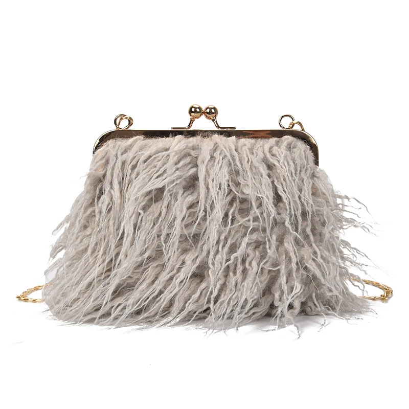 

Sweet Lady Clip bag 2019 Fashion New High Quality Soft Plush Women's Designer Handbag Chain Shoulder Messenger Bag Purses Bolsas