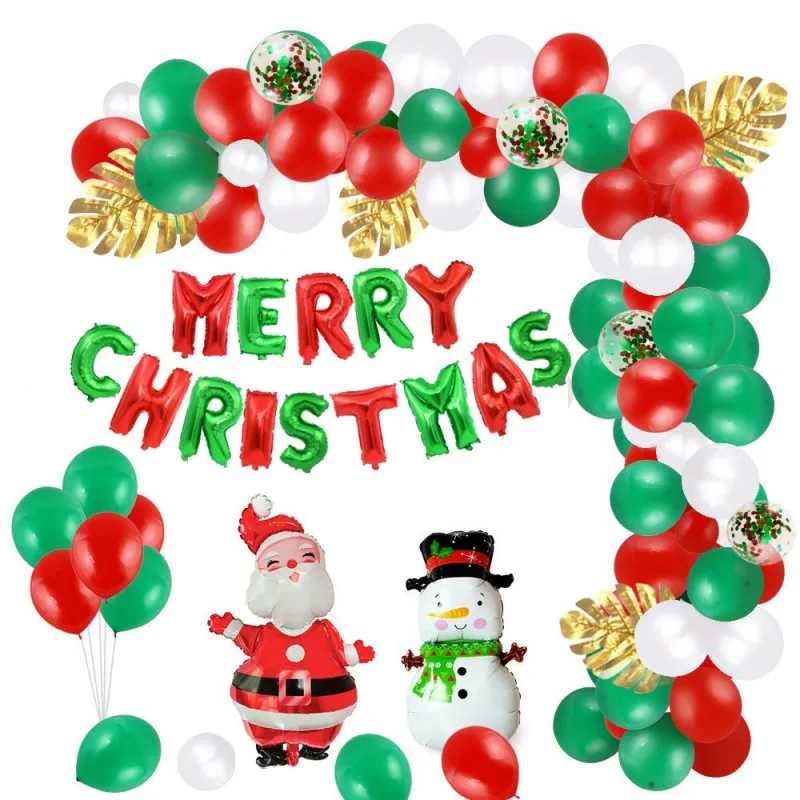 

Balloon Wreath Kit Green Red Balloons Arched Confetti Home Christmas Decoration New Year Party Ornament