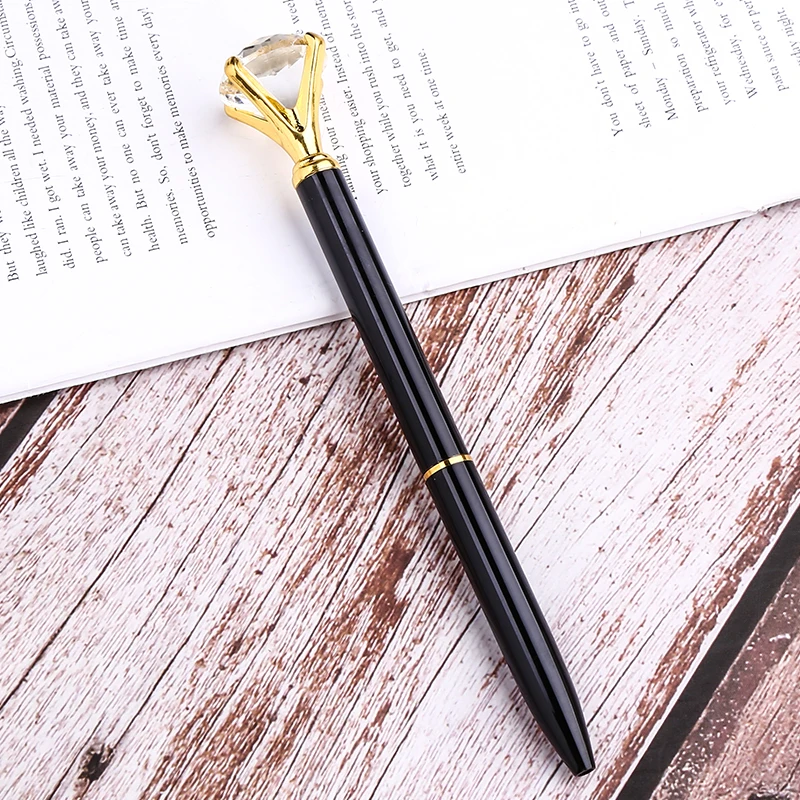 Black Gold Алмазная шариковая ручка Scepter для школы, персонализированные Кристальные ручки для письма для школы, офиса, стационарная металлическая Роскошная шариковая ручка - Цвет: Black Gold