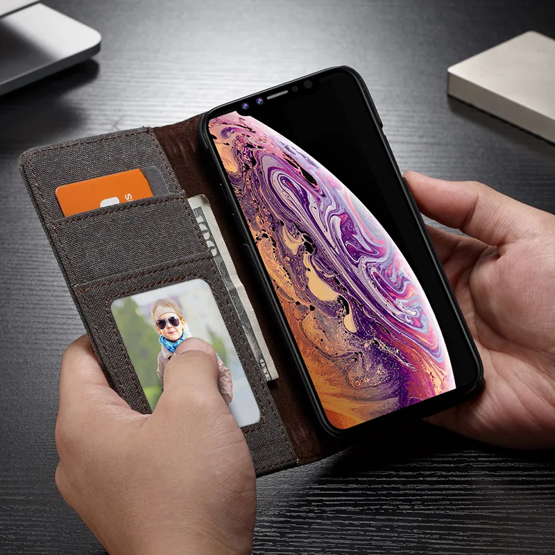 Чехол мне чехол-бумажник из джинсовой ткани чехол для IPhone 11 Pro X XS Max XR Магнитный слот для карт в стиле ретро бумажник сумка чехол для IPhone 6S 7 8 Plus
