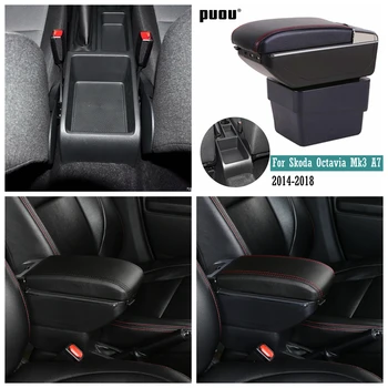 

For Skoda Octavia Mk3 A7 2014- Dual layer Armrest box Centre Console Storage Box ashtray Car Styling decoration accessories