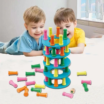 

1set Children Funny Table Top Play Toy Wood Stacking Pizza Tower Building Blocks Wood Stacking Pizza Tower Building Blocks