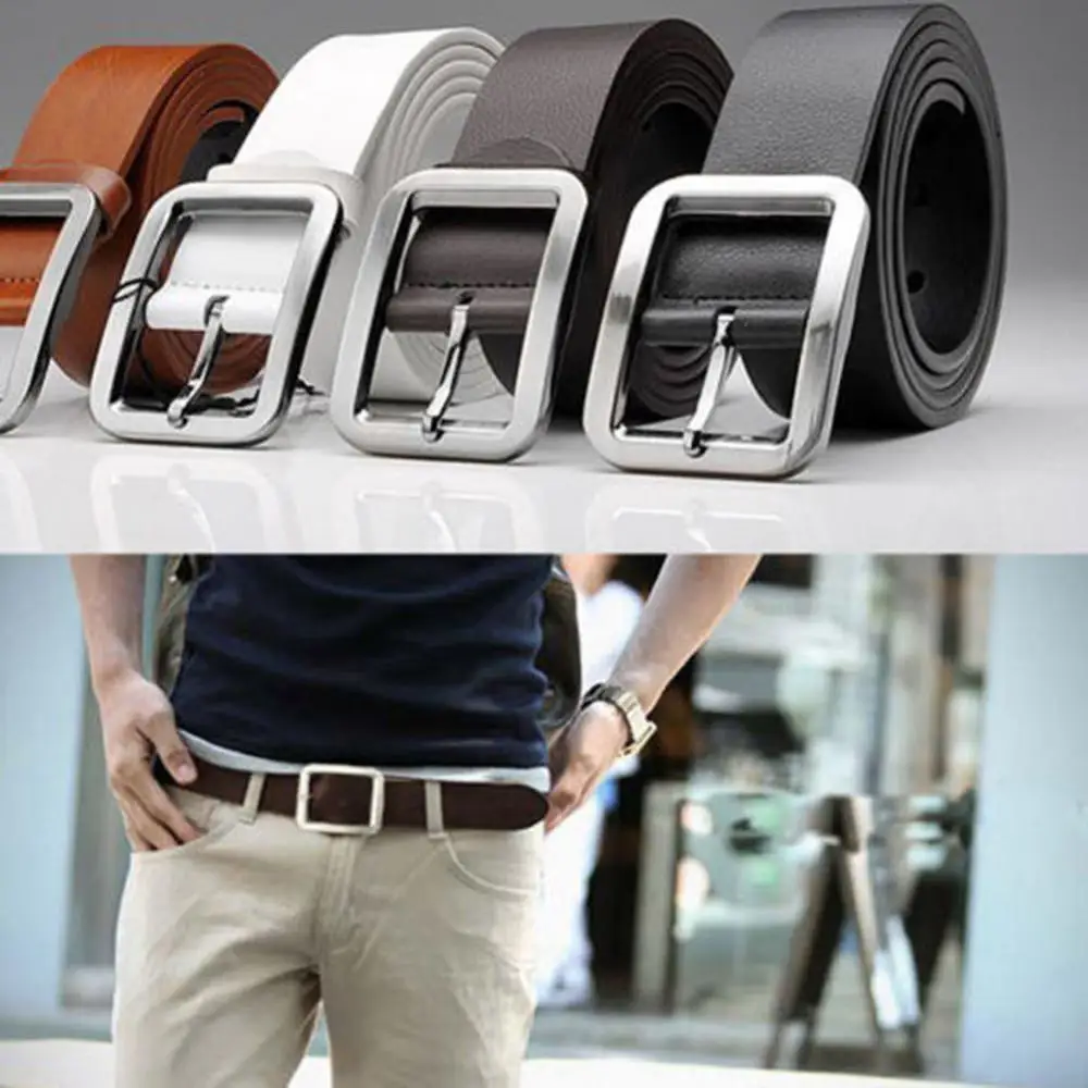 Business Men Luxury Belt Casual Pin Buckle Waist Strap Faux Leather Belt Waistband Clothes Accessory ремень мужской