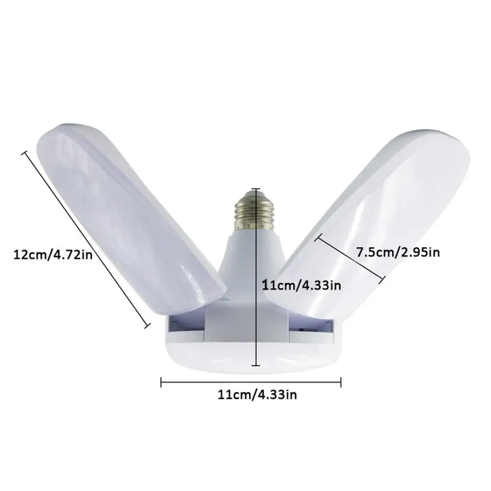 Светодиодный светильник для гаража, складная лампа E27, 4 регулируемые лопасти вентилятора, деформируемый потолочный светильник, AC85-260V для мастерской, склада