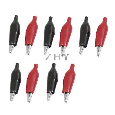 

10 Pcs Insulating Multimeter Alligator Cable Clip Black Red