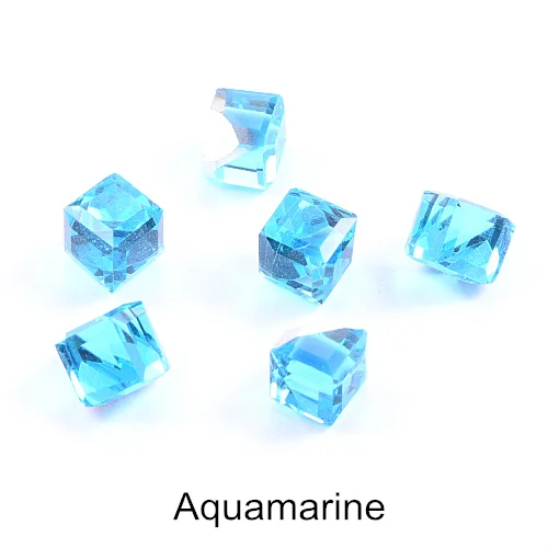 4 мм 20 шт кубические квадратные стеклянные стразы без горячей фиксации микро бусины блестящие стразы для дизайна ногтей камень для украшения ногтей B0801 - Цвет: Aquamarine