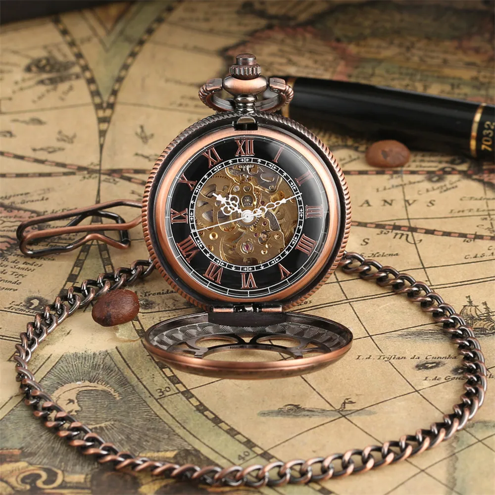 relógio de bolso mecânico numerais romanos display