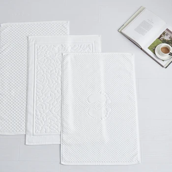 

White floor towel cobblestone grid foot parten hotel home bathroom mat bath mats cotton non-slip water absorption bathtub towels