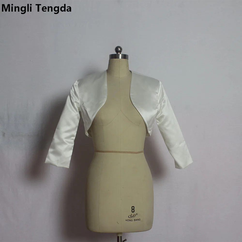 New White/ Ivory Satin Fashion Half Sleeve Wedding Jacket Made Bolero Wedding Accessories Cape Mariage Bridal Wraps
