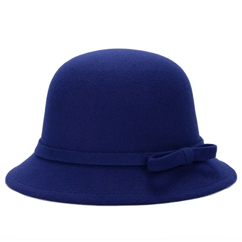 Брендовая женская фетровая шляпа-ведро Fedoras Cloche Bowler Dome Bow cap винтажная Prok Pie Панама женская джазовая Осенняя уличная фетровая шляпа - Цвет: D
