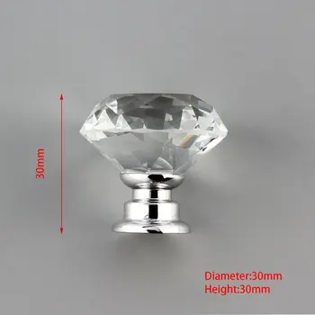 10 Pcs 30mm Diamond Shape Crystal Glass Door Handle Knob for furniture Drawer Cabinet Kitchen Pull Handles Knobs Handle Wardrobe