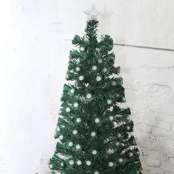 

New New Year artificial Christmas tree fir pine tree with removable white flowers led and fiber optic light and Star 150/180/210