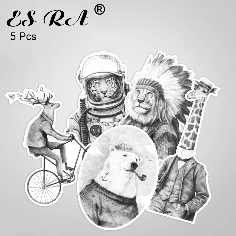

5 Pcs/Set Funny Offwhite Animals Stickers Lugguage Waterproof PVC Stickers Laptop Fridge Skateboard Pitcher Guitar Room Journal