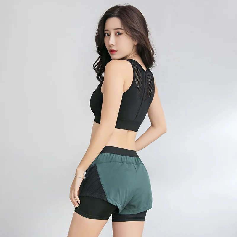 

Summer New Products Sports Shorts Women's Double Layer Side Mesh Anti-Exposure Quick-Dry Inner Wearing Gym Shorts Yoga Running L