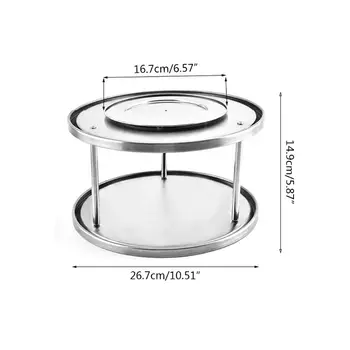 

Stainless Steel 2 Tier Spices Turntable 360 Degree Rotating Fruit Tray Turning Table Kitchen Storage Rack Organizer