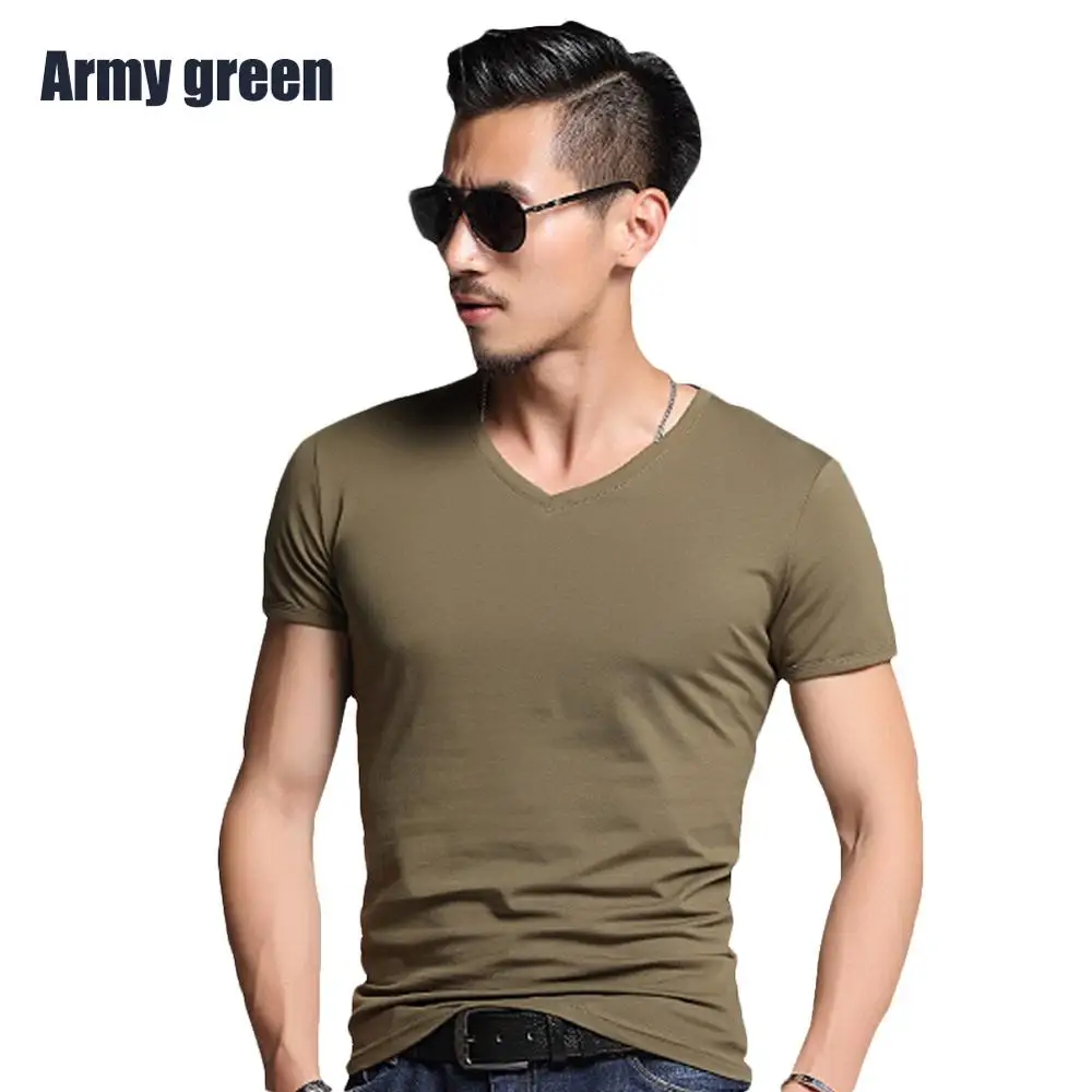 army green Мужские летние модные облегающие футболки, мужские повседневные футболки с коротким рукавом для фитнеса, хип-хоп футболки размера плюс M-5XL - Цвет: army green