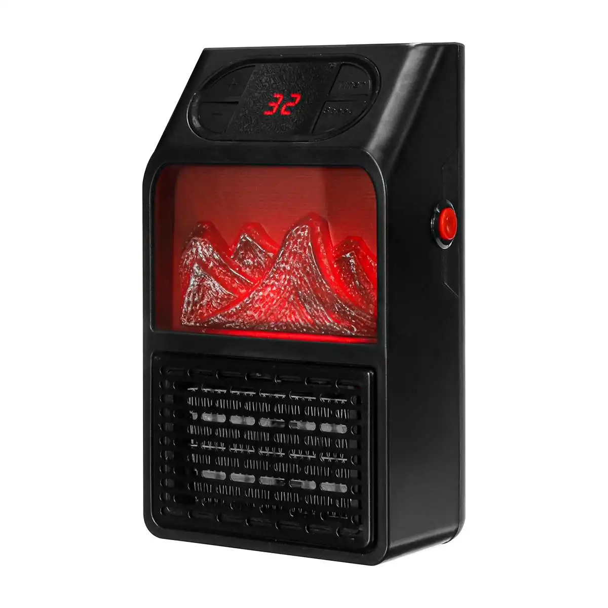 900W Mini Electric Wall-outlet Flame Heater Air Warmer with Remote Control PTC Ceramic Heating Stove Radiator Household Wall Fan