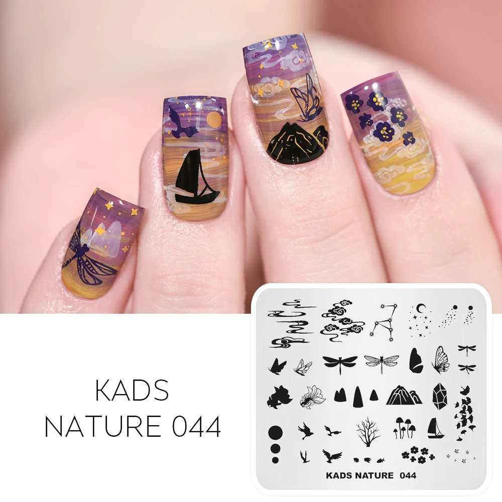 Kads ネイルアートスタンプテンプレート自然 044 モアレ星空バタフライパターンネイルアートイメージスタンプステンシルのデザインポリッシュ ネイル アートテンプレート Aliexpress