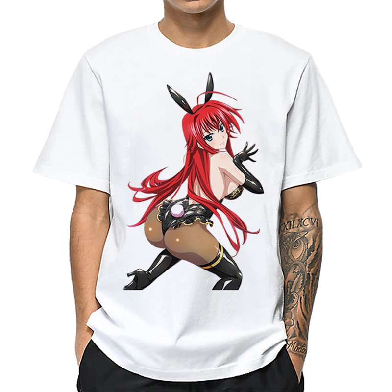 

MOUNTSHARP Men T Shirt Sexy Girl Cotton O-Neck Tshirt High School DxD Anime Shirts Rias Gremory Streetwear Tops Short Sleeve